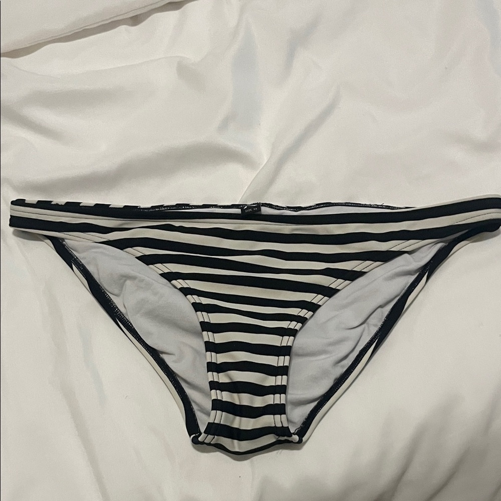 Rusty Black & White Striped Bikini Bottom